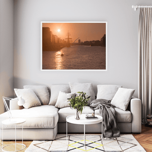 Nua Photography Print River Liffey Golden Sunrise with Samuel Beckett Bridge, Dublin City River Liffey Golden Sunrise Dublin City Print | Nua Photography