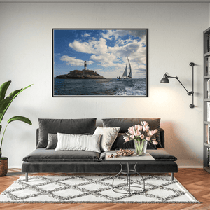 Nua Photography Print Rockabill Lighthouse with Sailboat Passing, Skerries Co. Dublin Rockabill Lighthouse Sailboat Print | Nua Photography