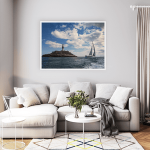 Nua Photography Print Rockabill Lighthouse with Sailboat Passing, Skerries Co. Dublin Rockabill Lighthouse Sailboat Print | Nua Photography