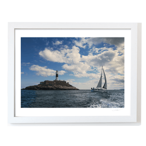 Nua Photography Print Rockabill Lighthouse with Sailboat Passing, Skerries Co. Dublin Rockabill Lighthouse Sailboat Print | Nua Photography