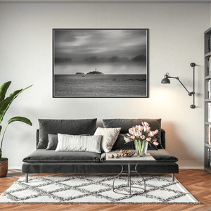 Nua Photography Print Rockabill Lighthouse on a Stormy Day Black and White, Co. Dublin Rockabill Lighthouse Stormy Day B&W Print | Nua Photography