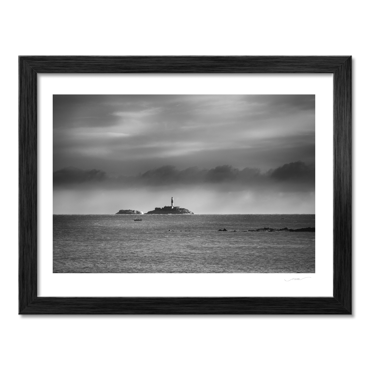 Nua Photography Print Rockabill Lighthouse on a Stormy Day Black and White, Co. Dublin Rockabill Lighthouse Stormy Day B&W Print | Nua Photography