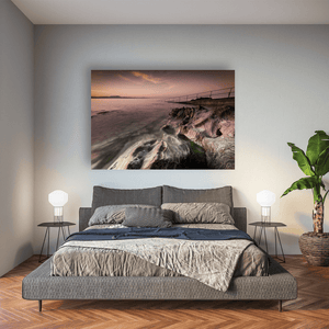 rocky-shoreline-sunset-calm-waters-louth Pano