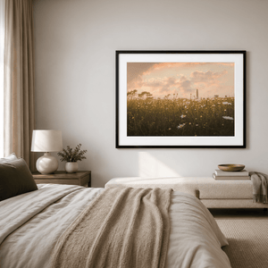 Nua Photography Print Round Tower Through Wildflower Meadow at Sunset, Portrane Co. Dublin Portrane Round Tower Wildflower Meadow Sunset | Nua | Nua
