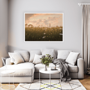 Nua Photography Print Round Tower Through Wildflower Meadow at Sunset, Portrane Co. Dublin Portrane Round Tower Wildflower Meadow Sunset | Nua | Nua