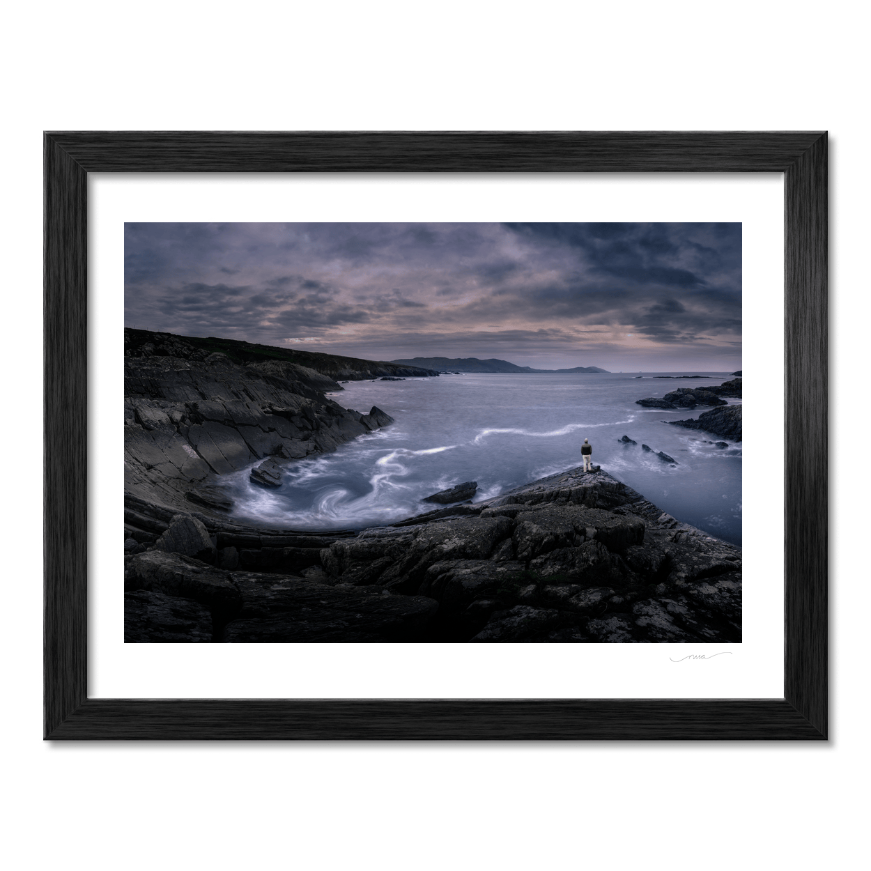 Nua Photography Print Rugged Cork Coastline with Lone Figure and Swirling Seas, Co. Cork Rugged Cork Coastline Swirling Seas Print | Nua Photography