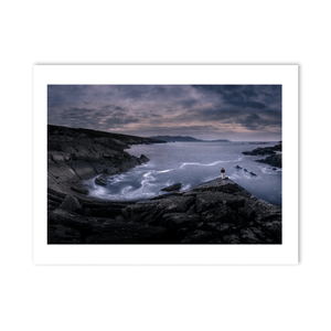 Nua Photography Print Rugged Cork Coastline with Lone Figure and Swirling Seas, Co. Cork Rugged Cork Coastline Swirling Seas Print | Nua Photography
