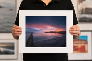 Rush Harbour First Light, 20 x 16 inch print held for scale