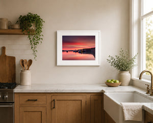 Rush Harbour Red Glow after Dusk, 20 x 16 inch kitchen display