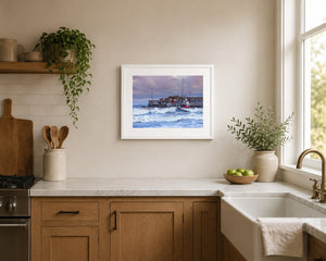 Rush Harbour Stormy Seas, 20 x 16 inch kitchen display