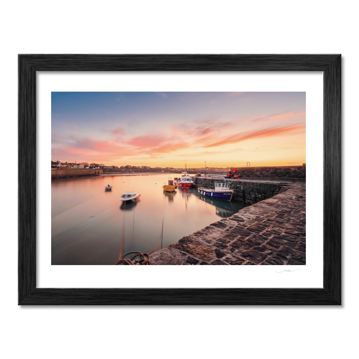 Nua Photography Print Rush Harbour Fishing Boats at Sunset, Co. Dublin Rush Harbour Sunset Fishing Boats Print | Nua Photography