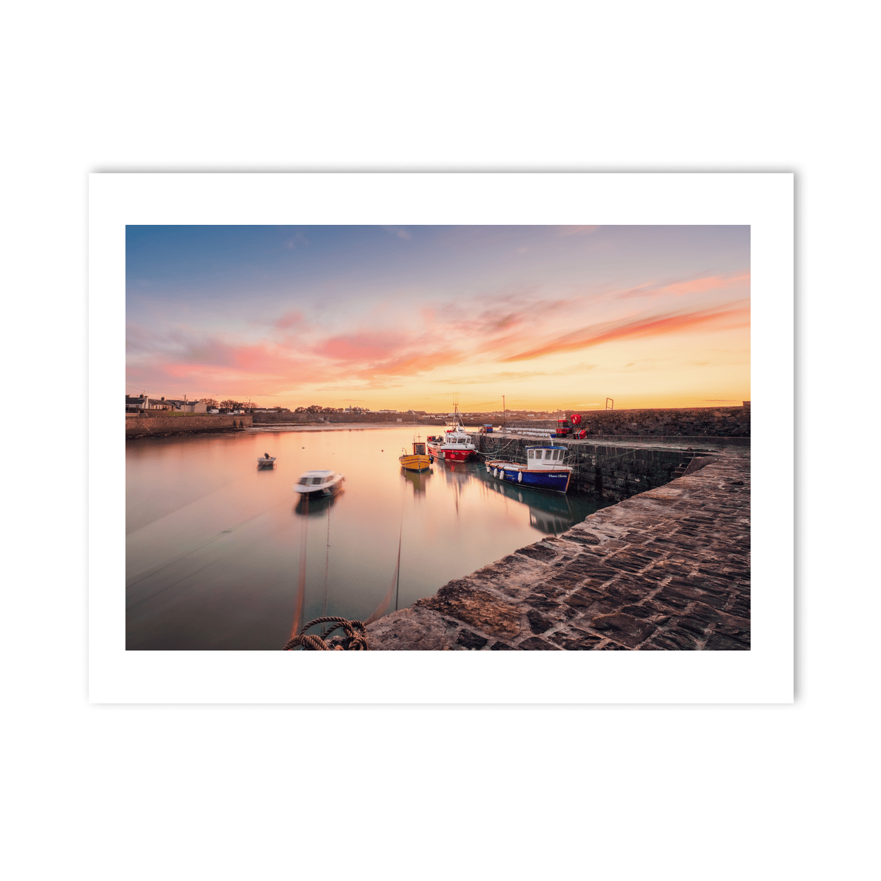 Nua Photography Print Rush Harbour Fishing Boats at Sunset, Co. Dublin Rush Harbour Sunset Fishing Boats Print | Nua Photography