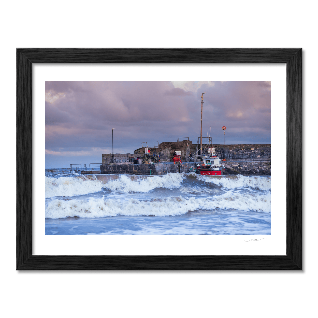 Nua Photography Print Rush Harbour Waves and Fishing Boat, Co. Dublin Rush Harbour Waves Fishing Boat Print | Nua Photography