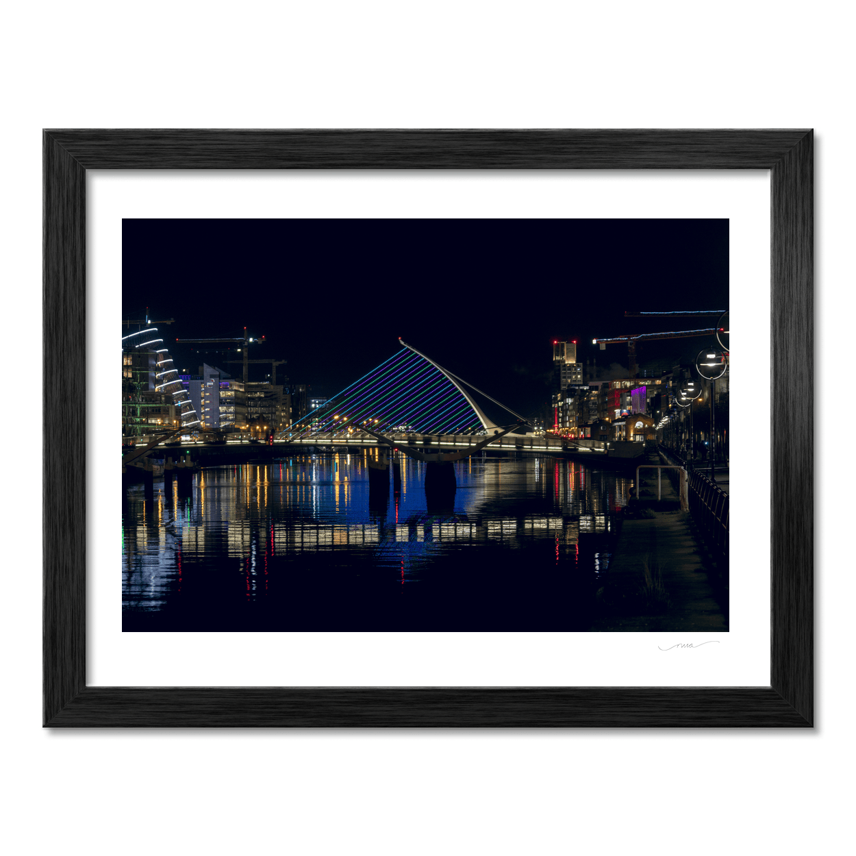 Nua Photography Print Samuel Beckett Bridge Illuminated at Night, Dublin City Samuel Beckett Bridge Night Lights Print | Nua Photography