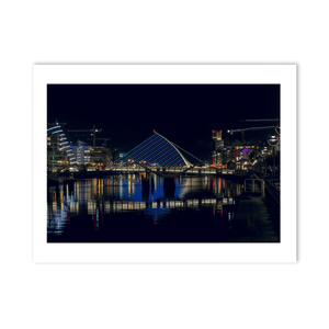 Nua Photography Print Samuel Beckett Bridge Illuminated at Night, Dublin City Samuel Beckett Bridge Night Lights Print | Nua Photography