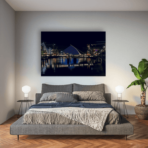 Nua Photography Print Samuel Beckett Bridge Illuminated at Night, Dublin City Samuel Beckett Bridge Night Lights Print | Nua Photography