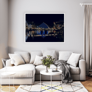 Nua Photography Print Samuel Beckett Bridge Illuminated at Night, Dublin City Samuel Beckett Bridge Night Lights Print | Nua Photography