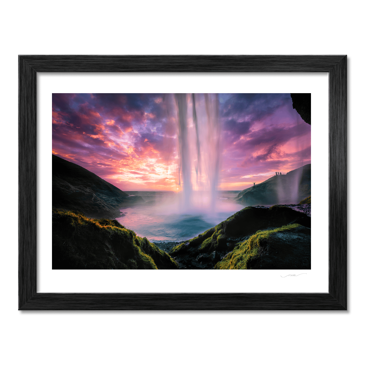 Nua Photography Print Seljalandsfoss Waterfall at Sunset from Behind the Falls, Iceland Seljalandsfoss Waterfall Sunset Iceland Print | Nua Photography