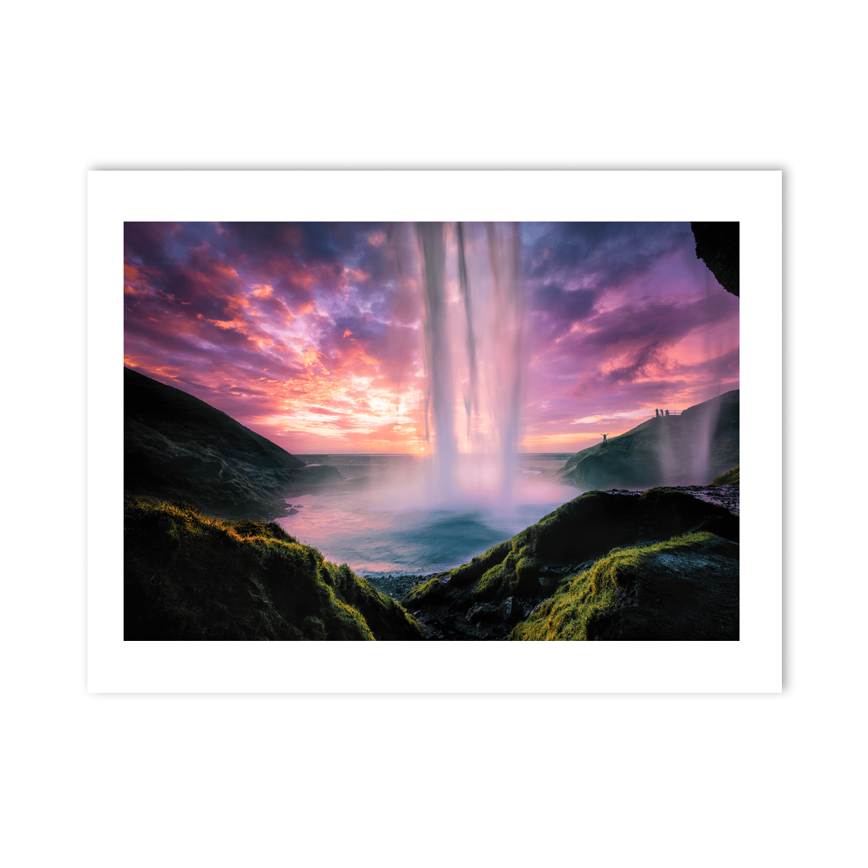 Nua Photography Print Seljalandsfoss Waterfall at Sunset from Behind the Falls, Iceland Seljalandsfoss Waterfall Sunset Iceland Print | Nua Photography