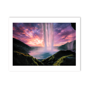 Nua Photography Print Seljalandsfoss Waterfall at Sunset from Behind the Falls, Iceland Seljalandsfoss Waterfall Sunset Iceland Print | Nua Photography