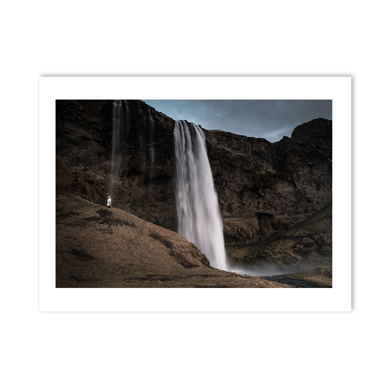 Nua Photography Print Seljalandsfoss Waterfall Wedding Couple, Iceland Seljalandsfoss Waterfall Wedding Iceland Print | Nua Photography