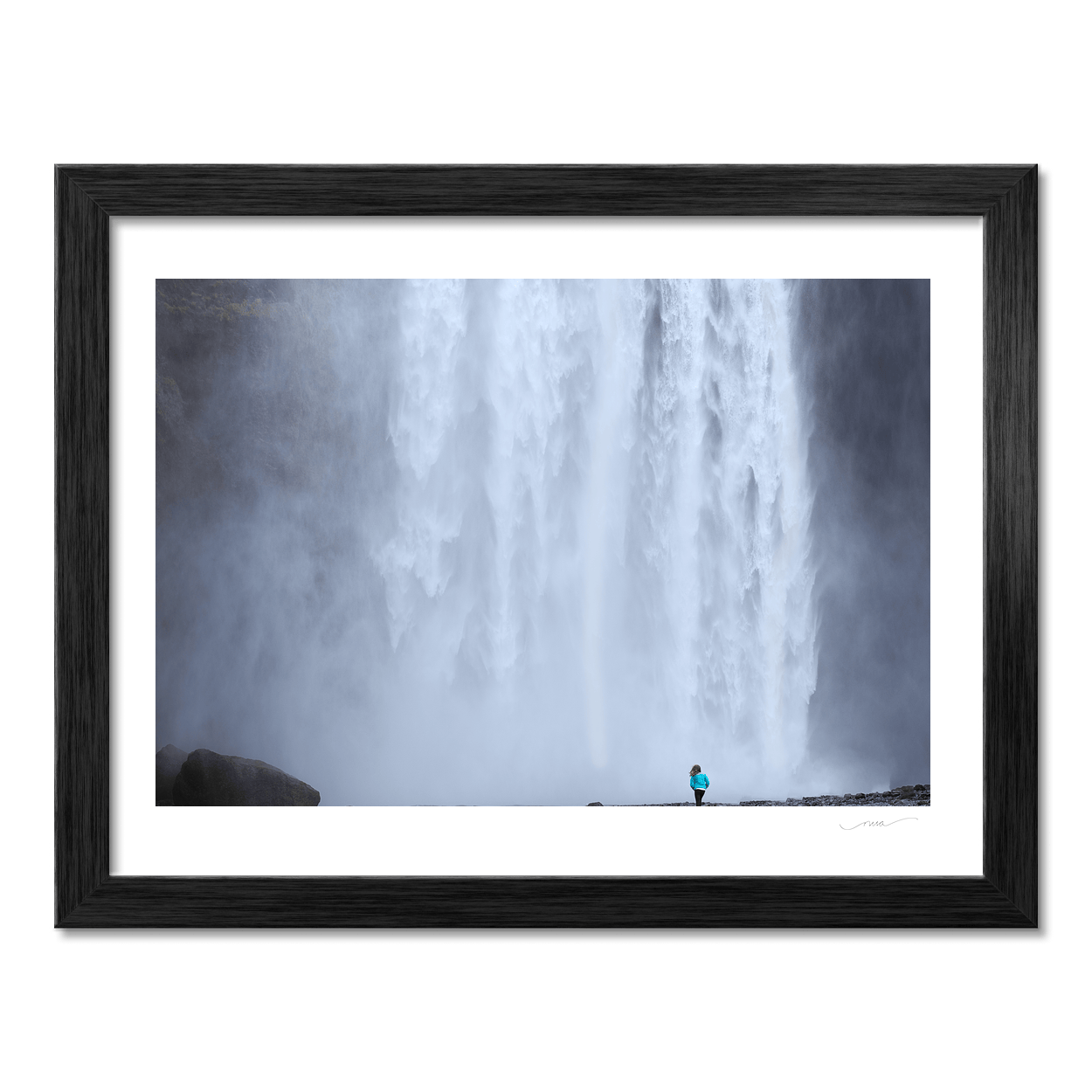 Nua Photography Print SkÃ³gafoss Waterfall with Figure in Mist, Iceland SkÃ³gafoss Waterfall Iceland Print | Nua Photography