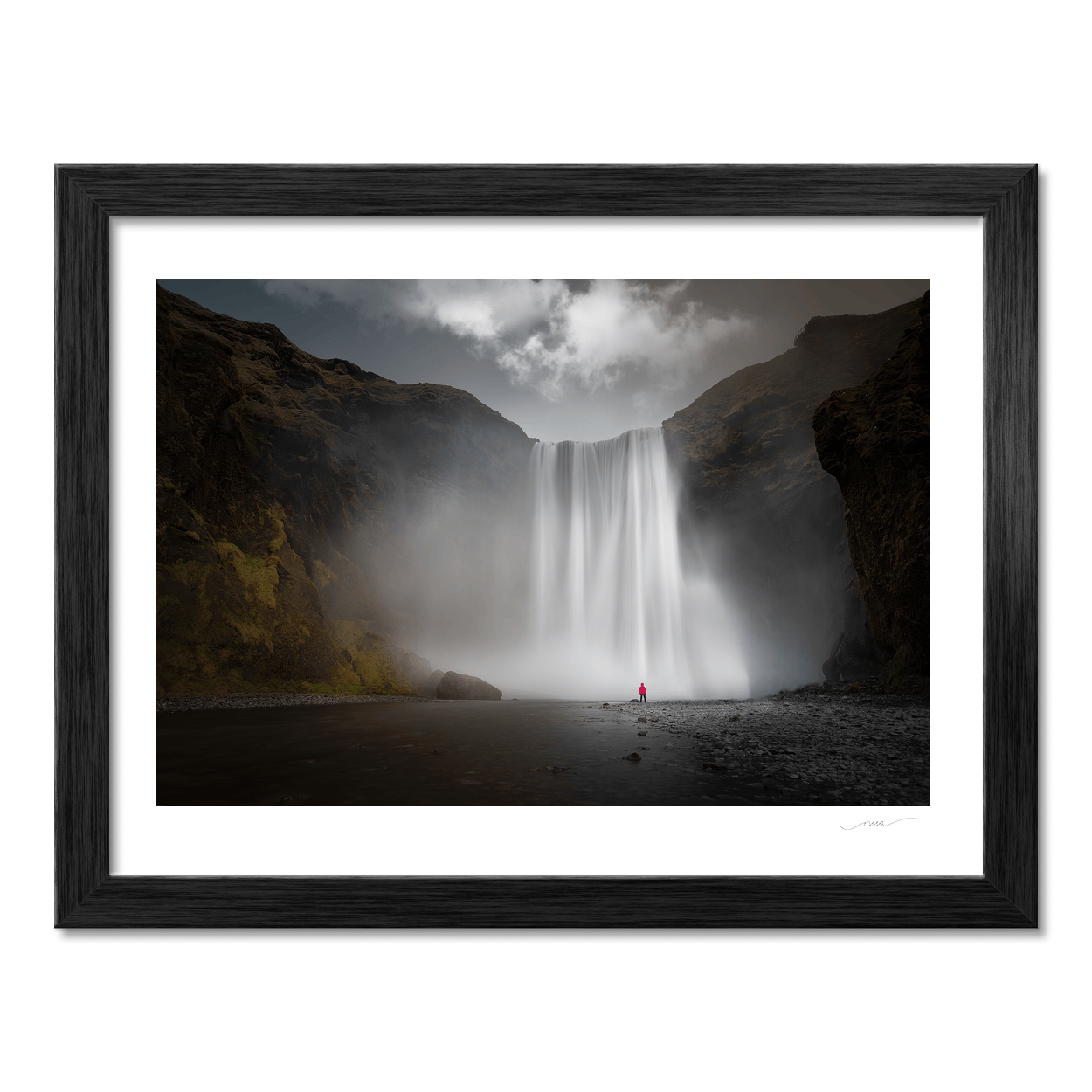 Nua Photography Print SkÃ³gafoss Waterfall with Figure in Red, Iceland SkÃ³gafoss Waterfall Iceland Print | Nua Photography