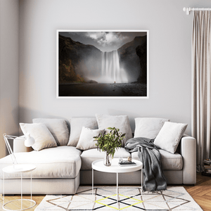 Nua Photography Print SkÃ³gafoss Waterfall with Figure in Red, Iceland SkÃ³gafoss Waterfall Iceland Print | Nua Photography