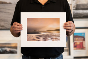 South Beach Fiery Sunset, 16 x 12 inch print held for scale