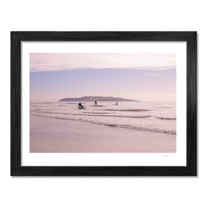 Nua Photography Print Paddleboarders at South Beach Rush with Lambay Island, Co. Dublin South Beach Rush Paddleboarders Sunset | Nua Photography