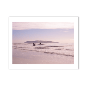 Nua Photography Print Paddleboarders at South Beach Rush with Lambay Island, Co. Dublin South Beach Rush Paddleboarders Sunset | Nua Photography
