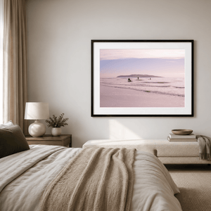 Nua Photography Print Paddleboarders at South Beach Rush with Lambay Island, Co. Dublin South Beach Rush Paddleboarders Sunset | Nua Photography