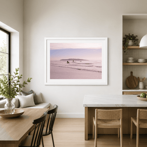 Nua Photography Print Paddleboarders at South Beach Rush with Lambay Island, Co. Dublin South Beach Rush Paddleboarders Sunset | Nua Photography