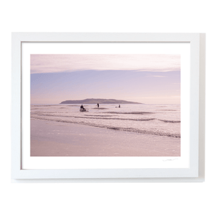 Nua Photography Print Paddleboarders at South Beach Rush with Lambay Island, Co. Dublin South Beach Rush Paddleboarders Sunset | Nua Photography