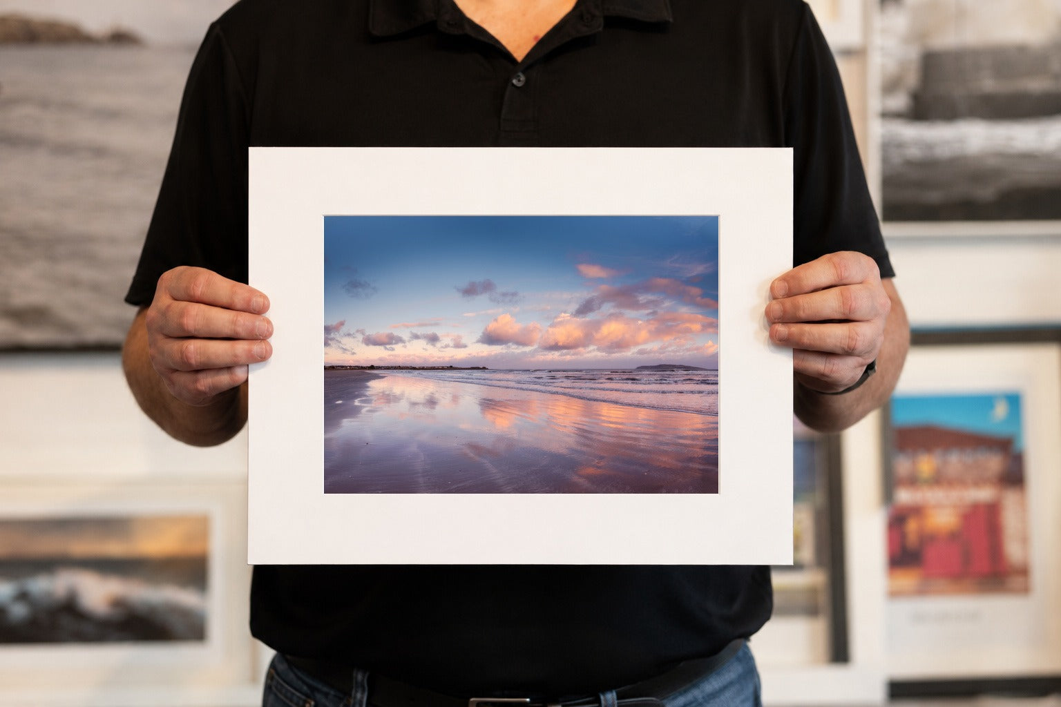 south-beach-sunset-cloud-reflections-wet-sand, limited 16 x 12 inch Nua Photography print
