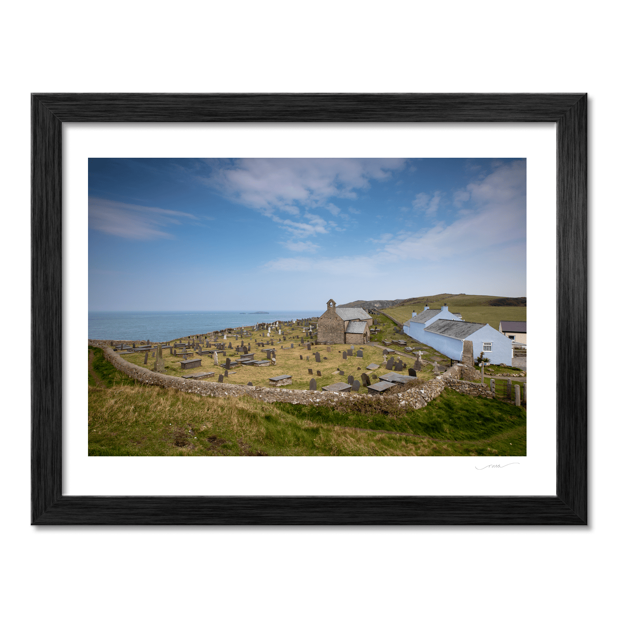 Nua Photography Print St Hywyn's Church and Cemetery Overlooking the Sea, Llangwnnadl, Wales St Hywyn's Church Cemetery Sea View Wales Print | Nua Photography
