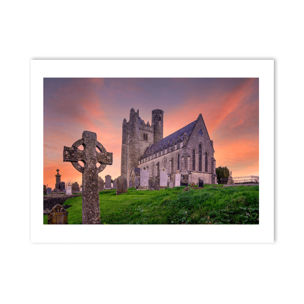 Nua Photography Print St. Macullin's Church and Round Tower at Sunset, Lusk, Co. Dublin St. Macullin's Church Lusk Sunset Print | Nua Photography