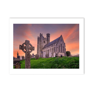 Nua Photography Print St. Macullin's Church and Round Tower at Sunset, Lusk, Co. Dublin St. Macullin's Church Lusk Sunset Print | Nua Photography