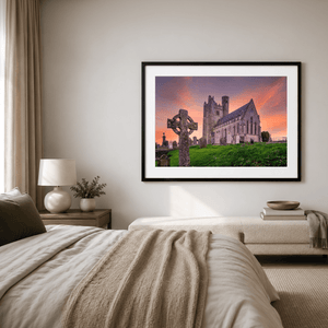 Nua Photography Print St. Macullin's Church and Round Tower at Sunset, Lusk, Co. Dublin St. Macullin's Church Lusk Sunset Print | Nua Photography