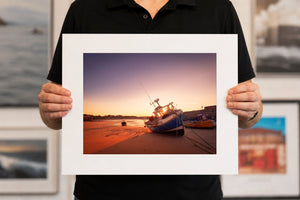 The boat is on Fire, 20 x 16 inch print held for scale