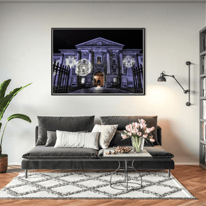 Nua Photography Print Trinity College Dublin Front Square Light Projections at Night, Dublin City Trinity College Dublin Light Projections Print | Nua Photography