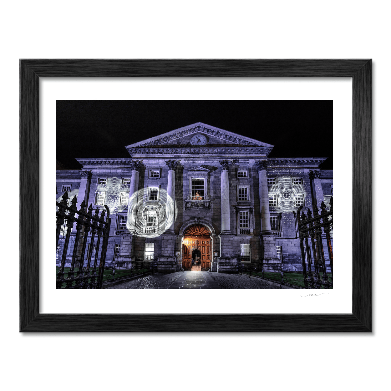 Nua Photography Print Trinity College Dublin Front Square Light Projections at Night, Dublin City Trinity College Dublin Light Projections Print | Nua Photography