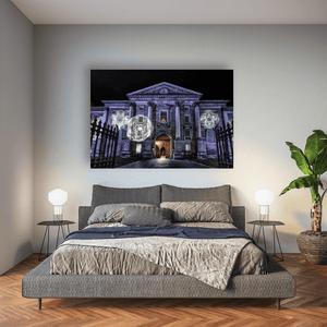 Nua Photography Print Trinity College Dublin Front Square Light Projections at Night, Dublin City Trinity College Dublin Light Projections Print | Nua Photography