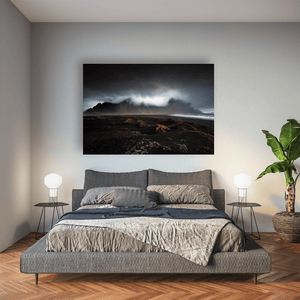 Nua Photography Print Vestrahorn Mountain and Black Sand Beach Under Storm Clouds, Iceland Vestrahorn Black Sand Beach Storm Clouds Print | Nua Photography