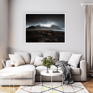 Nua Photography Print Vestrahorn Mountain and Black Sand Beach Under Storm Clouds, Iceland Vestrahorn Black Sand Beach Storm Clouds Print | Nua Photography