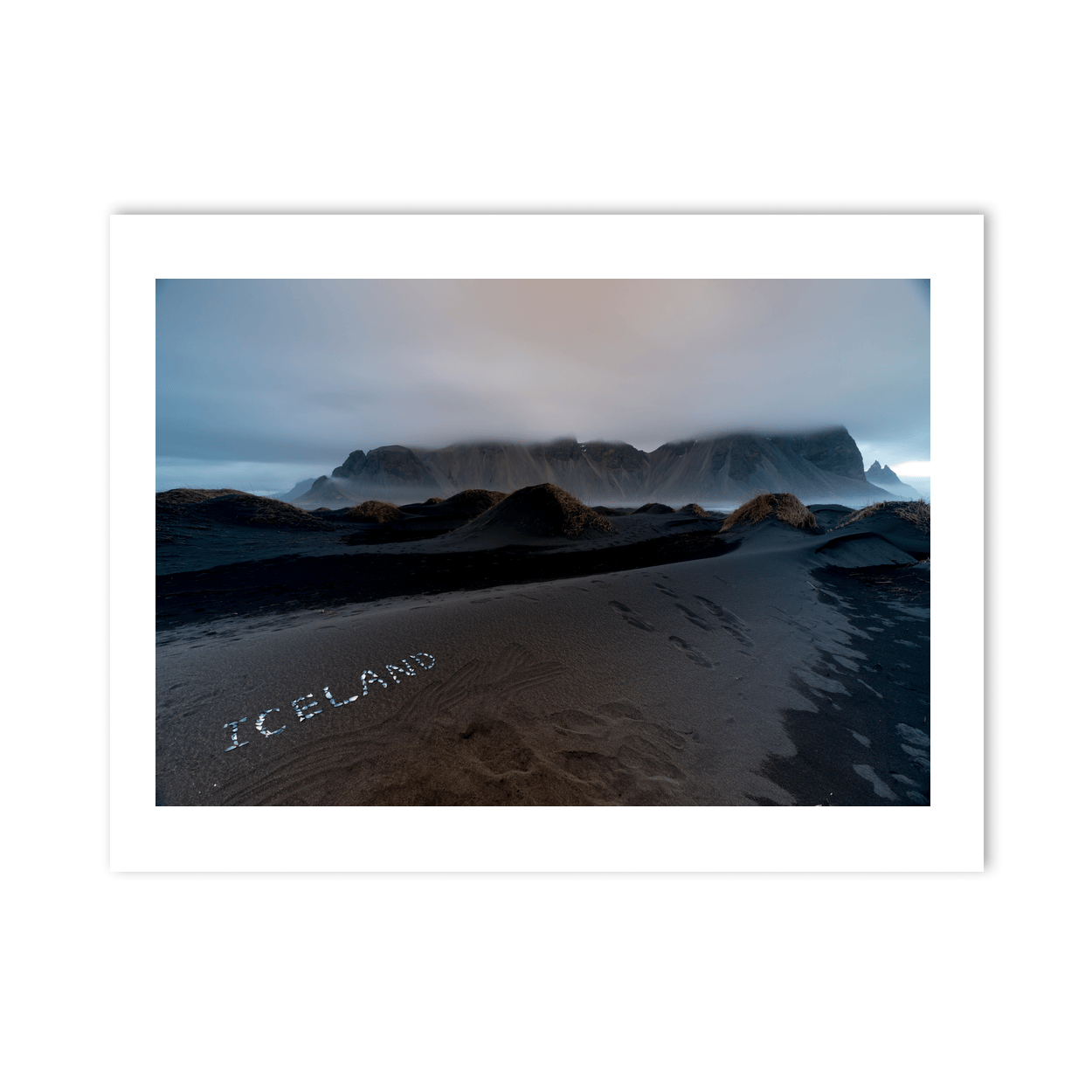 Nua Photography Print Vestrahorn Mountain and Black Sand Dunes, Stokksnes Iceland Vestrahorn Black Sand Dunes Iceland Print | Nua Photography