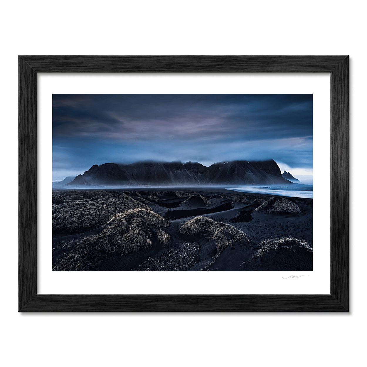 Nua Photography Print Vestrahorn Mountain and Black Sand Dunes at Dawn, Iceland Vestrahorn Black Sand Dunes at Dawn Print | Nua Photography