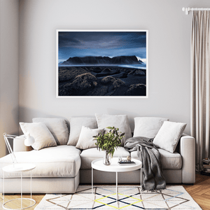 Nua Photography Print Vestrahorn Mountain and Black Sand Dunes at Dawn, Iceland Vestrahorn Black Sand Dunes at Dawn Print | Nua Photography