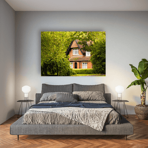 Victorian Red Brick Cottage in Autumn, Dublin City fine art photography print by Nua Photography