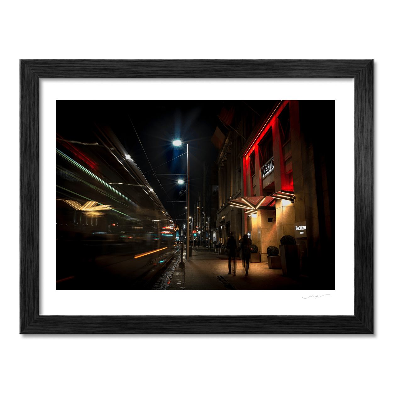 Nua Photography Print The Westin Dublin Tram Light Trails at Night, Dublin City Westin Dublin Tram Light Trails Night Print | Nua Photography